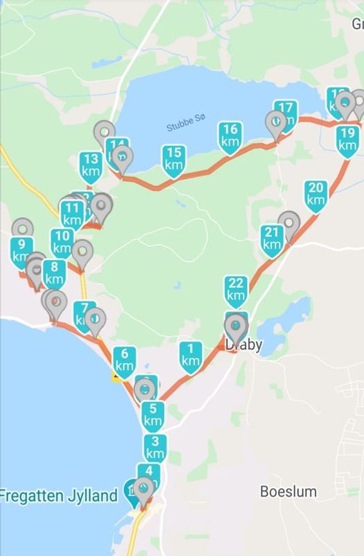 Cykelruten er her registreret af Sven Erik Kjær Laursen.  